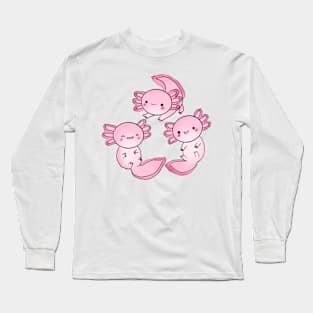 Pink cute axolotls Long Sleeve T-Shirt